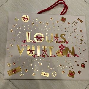Louis Vuitton holiday Cream Bag with Gold and Red Details